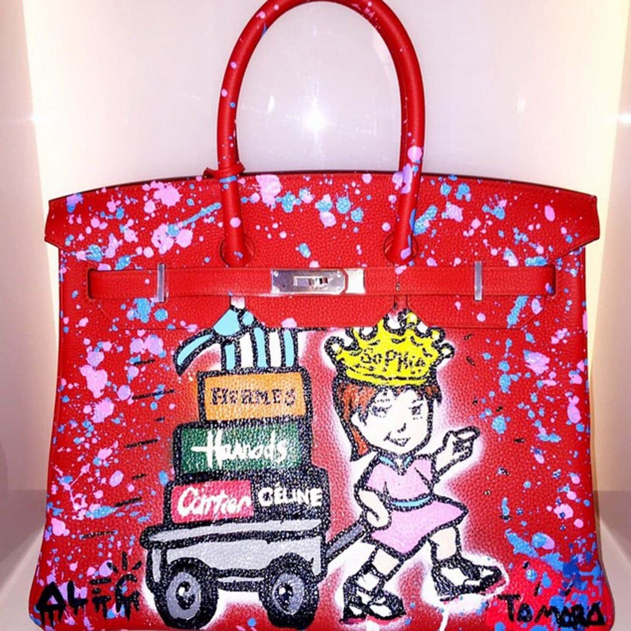Alec Monopoly is also well known for painting the Birkin bags of many celeb...